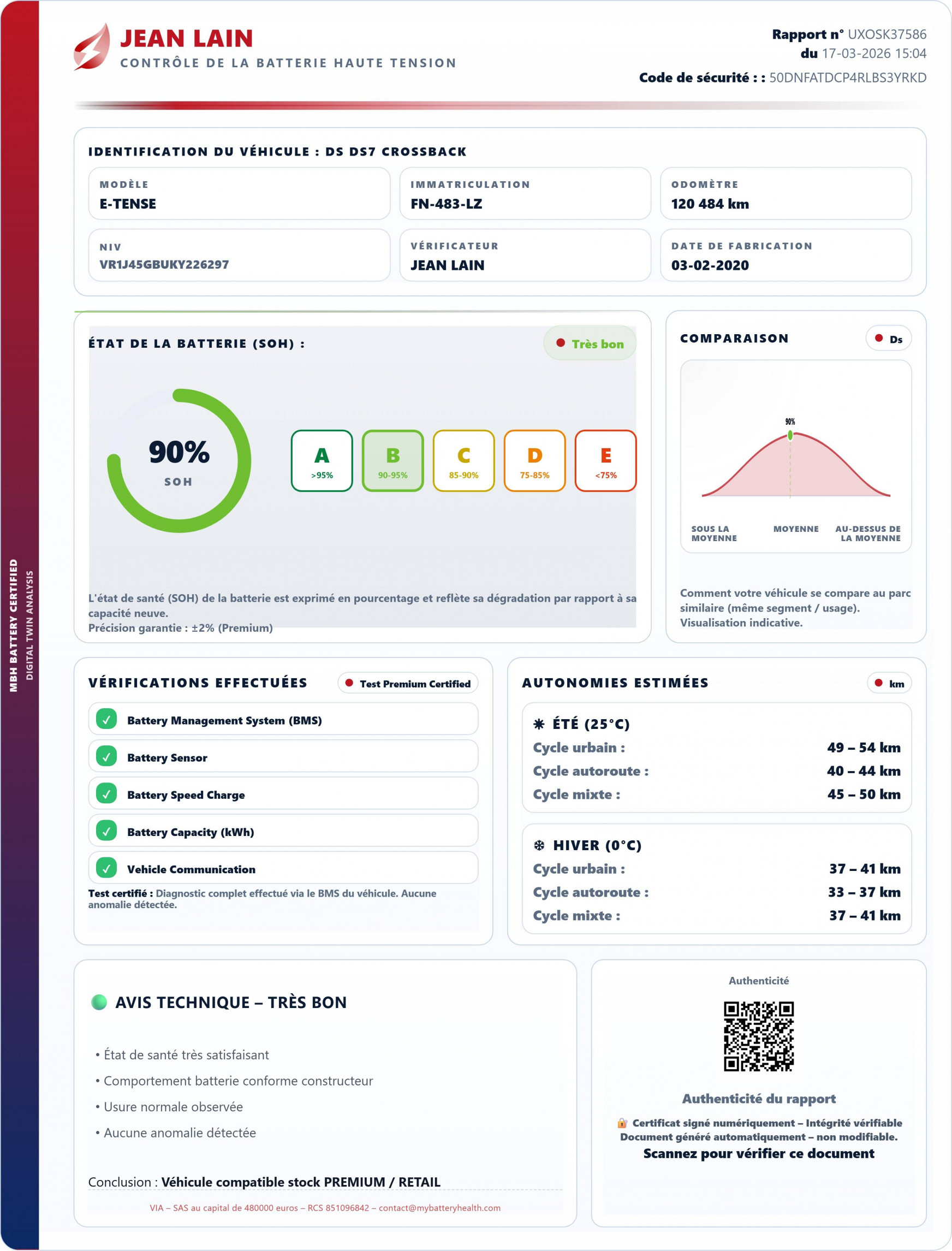 Vente en ligne DS DS7 CROSSBACK DS7 Crossback Hybride 300 E-Tense EAT8 4x4 Performance Line+ de 2020 au prix de 18 974 €