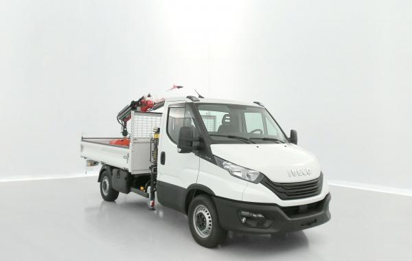 Iveco Daily Daily 35S14H 3750 2.3 136ch Benne Alu JPM + Grue PK 3400 + Pince occasion de 2025 en vente à Rennes