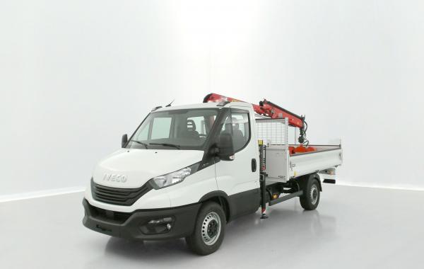 Iveco Daily Daily 35S14H 3750 2.3 136ch Benne Alu JPM + Grue PK 3400 + Pince occasion de 2025 en vente à Rennes