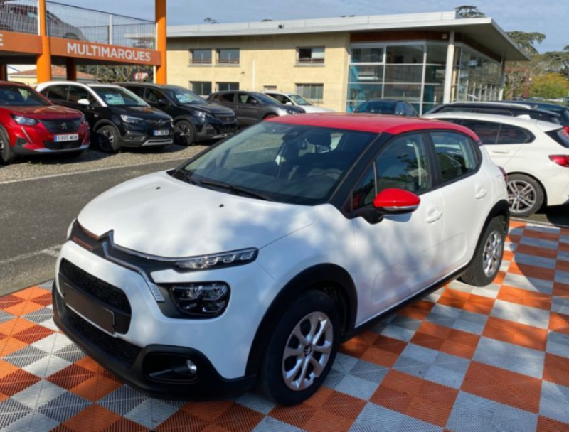 Citroen C3 III NEW 1.2 PureTech 83 FEEL BUSINESS GPS Clim Auto Radar RER LED ESSENCE BLANC TOIT ROUGE Occasion à vendre