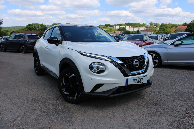 Nissan JUKE III 1L DIG-T 114 CV N-CONNECT CAMÃRA CUIR GPS LINK USB FULL LEDS CLIM AUTO  BOITE 6V Essence BLANC TOIT NOIR Occasion à vendre